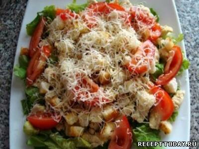 Рецепт Cалат с сухариками и помидорами
