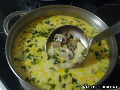 Рецепт Сырный суп с грибами