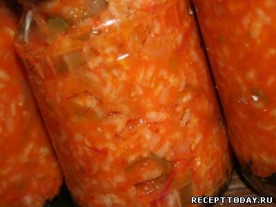 Рецепт Салат с рисом и помидорами на зиму