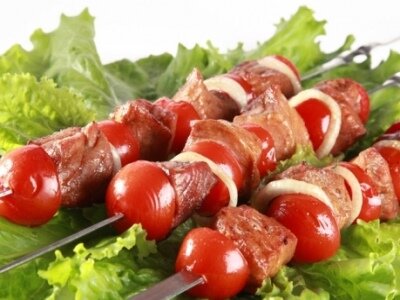 Рецепт Шашлык с помидорами и луком