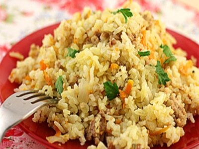 Рис с фаршем и морковью
