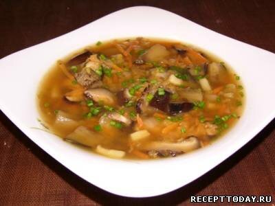 Рецепт Грибной суп с луком-пореем