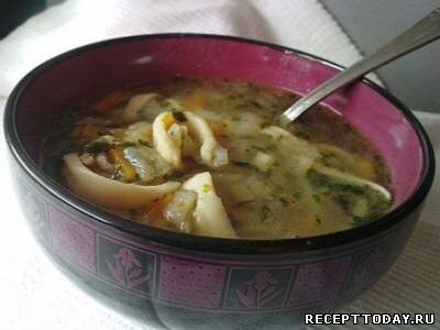 Рецепт Картофельный суп с кальмарами