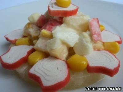 Рецепт Cалат с ананасами и крабовыми палочками