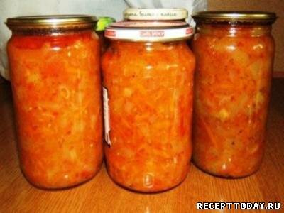 Рецепт Салат из кабачков с помидорами на зиму