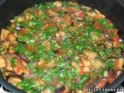 Рецепт Тушеные овощи с баклажанами